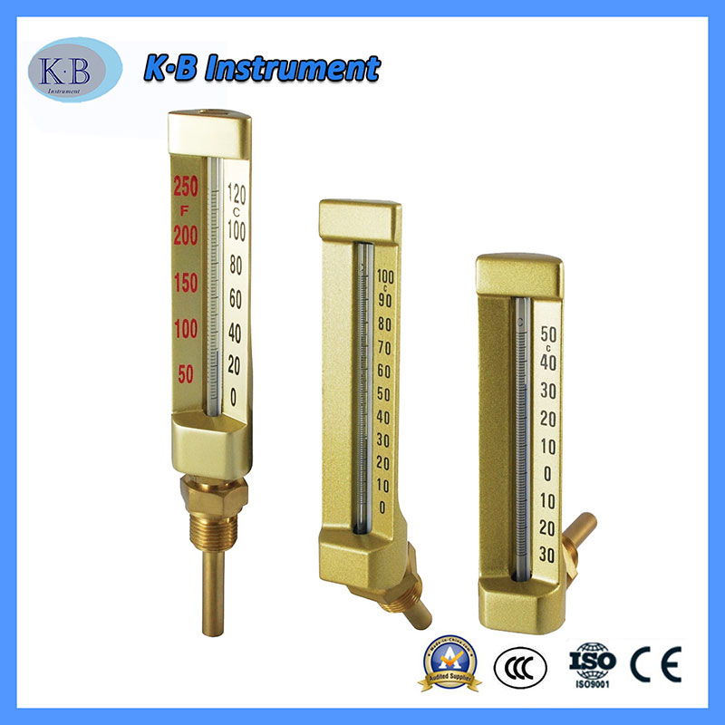 Hulgimüügi Factory Hind Kohandatud tööstusliku termomeetriga V-Line Vline V Line Termomeeter Nurk Sirge Brass Golden Finish Glass Termomeeter